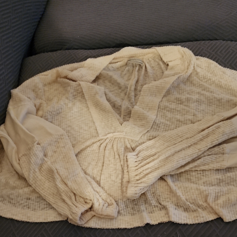 Urban Outfitters Cream Ribbed Knit Top